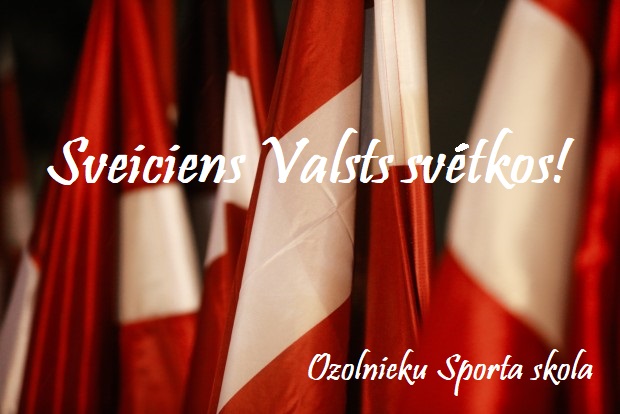 Sveiciens Valsts svētkos fonā ar Latvijas