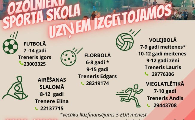 Uzņemšanas afiša profesionālās ievirzes programmās 2022./2023.m.g