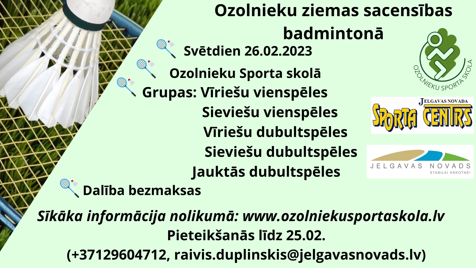 Ozolnieku badmintona turnīrs