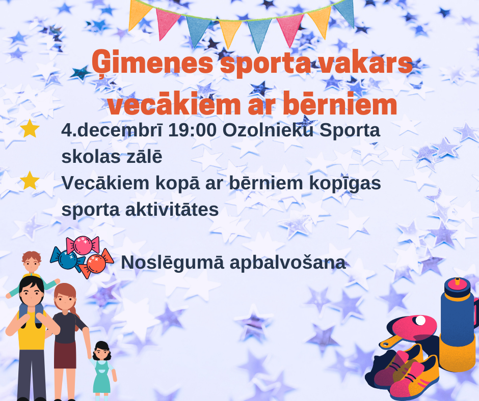 Afiša ģimeņu pasākumam vecākiem ar bērniem